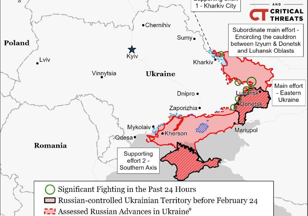 Прогноз: силы РФ могут пойти в наземное наступление на Северодонецк